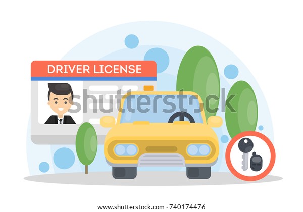 Man\'s driver\
license. Id card and\
automobile.