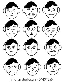 Boys Girls Doodle Faces Seamless Pattern Stock Vector (Royalty Free ...