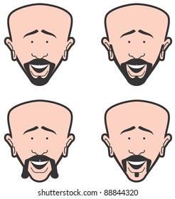 Man's face with different style beard and mustache