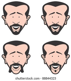 Man's face with different style beard and mustache