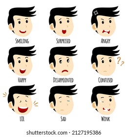 Mans Face Expression Illustration Set Stock Vector Royalty Free Shutterstock