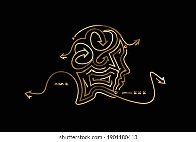 Man's face Gold icon, Vector illustration.