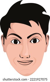 A Man's face with happy or cheerful facial expression. The Head as a png can be used on different platforms as profile pic as an avatar for a person and much more. Human vector facial features.
