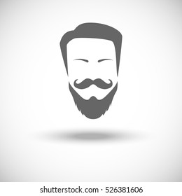 Mans face icon with beard, vector