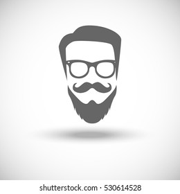 Mans face icon with beard, vector