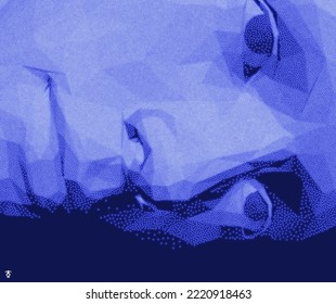Man's face looking down. Abstract digital human head. Minimalistic design for business presentations, flyers or posters. Pixel art. 3d vector illustration.