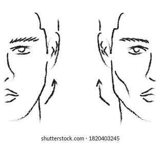 The man's face on a white background. Correction. Vector illustration.