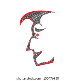 man's face profile illustration