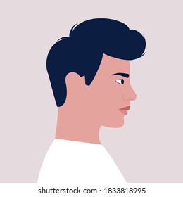 Man's face in profile. Vector illustration in a flat style