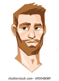 Man's face. Vector illustration. Cartoon style.