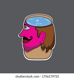 a man's face, with water on his head
