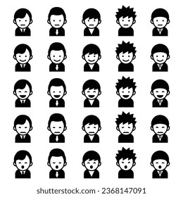 Man's facial expression icon set, vector illustration