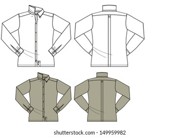 Man's fashion long sleeved shirt technical vector drawing