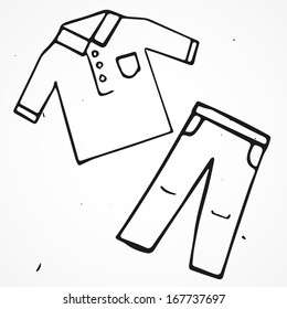Man's fashion shirt and shorts hand drawn