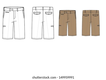 Man's fashion trousers technical vector drawing