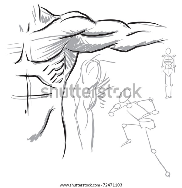 Mans Figure Drawing Sketch Style Drawing Stock Vector (Royalty Free