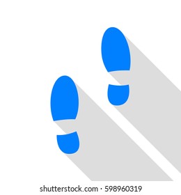 Mans footprints sign. Vector. Azure icon with flat style shadow path on white background.