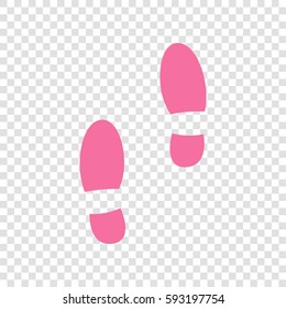 Mans footprints sign. Vector. Cyclamen icon on transparent background.