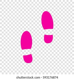 Mans footprints sign. Vector. Magenta icon on transparent background.