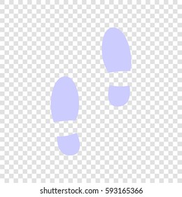 Mans footprints sign. Vector. Periwinkle icon on transparent background.