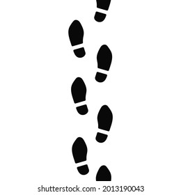 Man's footsteps prints in shoes, simple seamless pattern on white