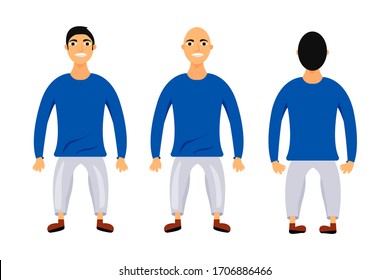 man's front and back side vector illustration