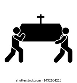Mans funeral coffin carry icon. Element of pictogram death illustration