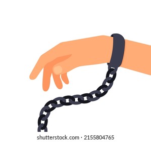 Man's hand in chains. Addiction. concept against violence. Vector illustration. Eps 10