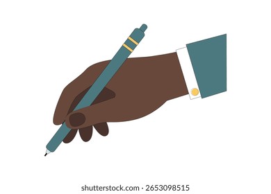 Die Hand eines Mannes zieht eine Linie, schreibt mit einem Stift. Arbeitskonzept, Autor, Inspiration