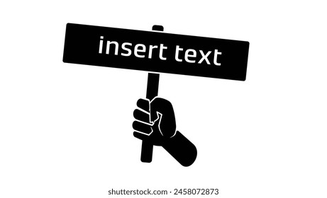 man's hand holding hammer, black isolated silhouette