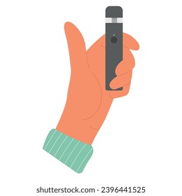 Man's hand holding vape. Vape, electronic cigarettes concept. Vector illustration
