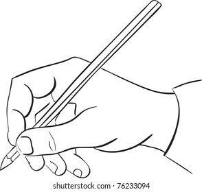 Mans Hand Holds Pencil Vector Illustration Stock Vector (royalty Free 