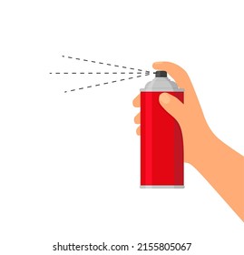 Man's hand holds spray can isolated on white background. Vector illustration in a flat style. Eps 10