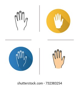 Man's hand icon. Flat design, linear and color styles. Isolated vector illustrations