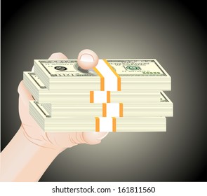 Man's hand keeps money