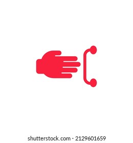 The man's hand is outstretched to the doorknob. Vector illustration. EPS-10.