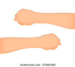 Mans hand right and left