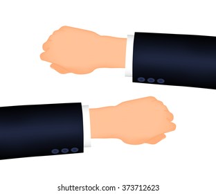 Mans hand right and left, suit sleeve