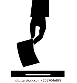 Man's hand with a sheet of paper.