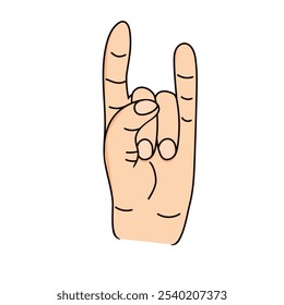 Man's hand showing rock sign, goat