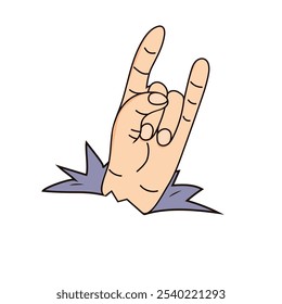 Man's hand showing rock sign, goat