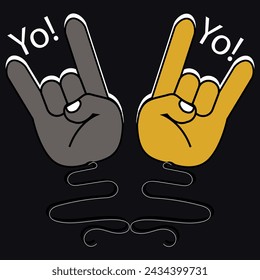 Das Handsymbol Hip Hop Yo. Rock n Roll Hand-Symbol