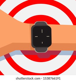 Man's Hand Wearing Smart Watch Vector