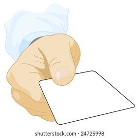 A man's hand which gives the visiting card