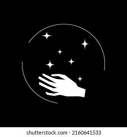 A man's hands and stars.   Abctract and minimalist vector illustration. Concept for t-shirt, design print, logo, brand, graphic style.