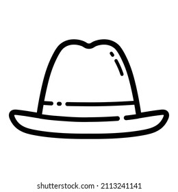 Icono plano del sombrero del hombre aislado en fondo blanco