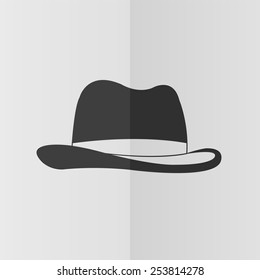 Man's hat vector icon. Effect of folded paper. Flat design