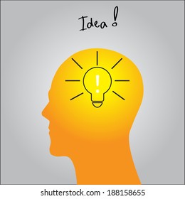 Man's head with bulb