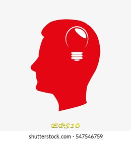 a man's head, bulb icon, vector illustration eps10