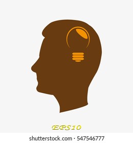 a man's head, bulb icon, vector illustration eps10